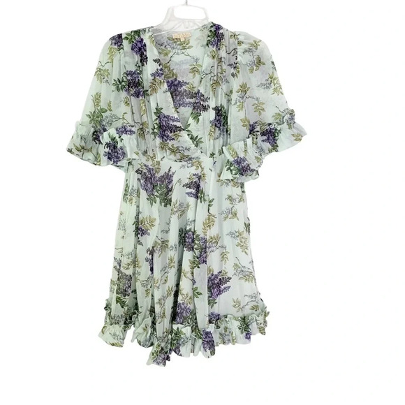 NEW ByTimo Wallpaper Floral Chiffon Mini Dress Size XXS Blue - Picture 5 of 14